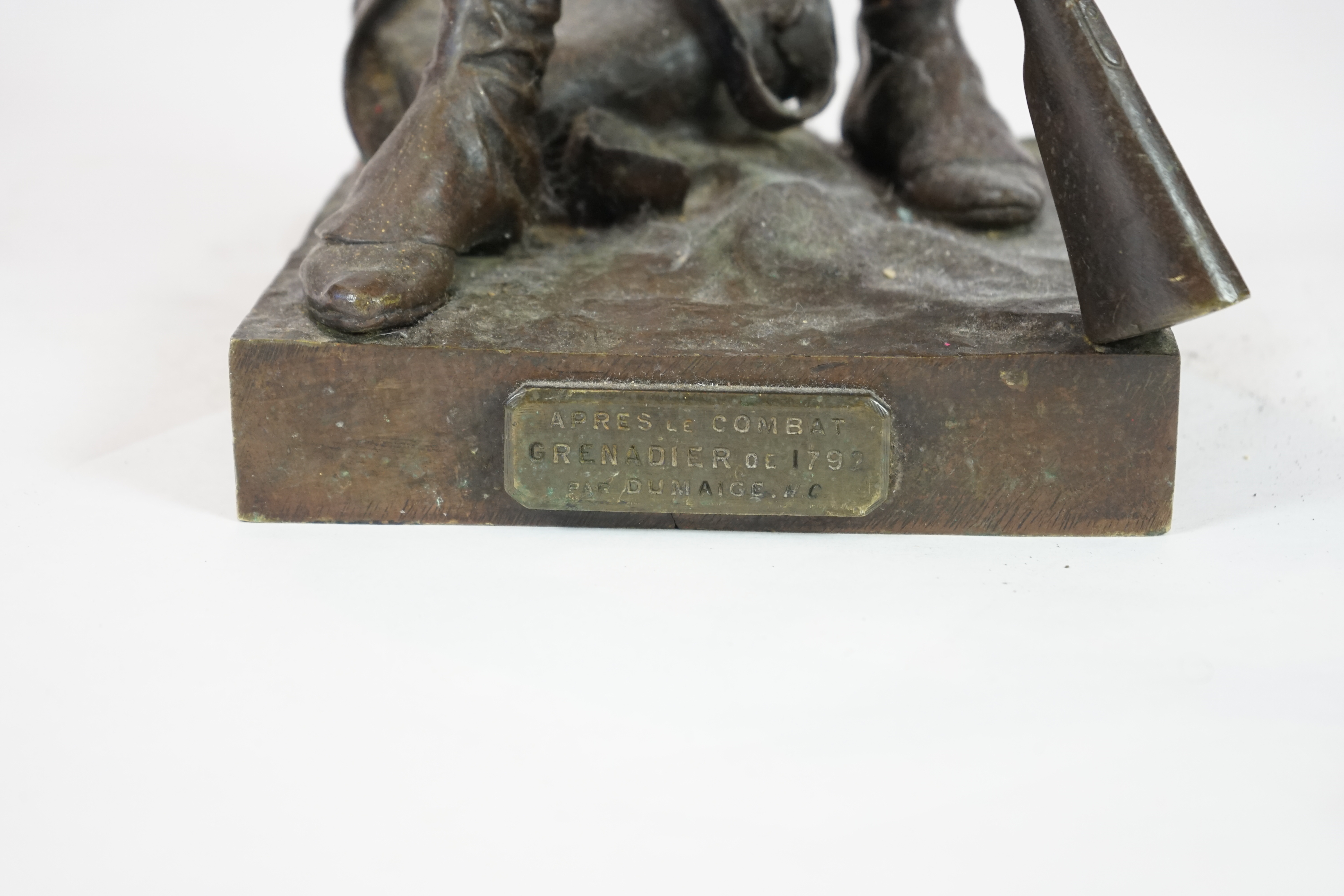 Henri Etienne Dumaige (French, 1830-1888), a bronze figure 'Apres le Combat Grenadier de 1792'